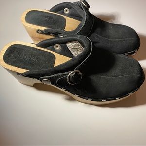 Simple Black Suede Clogs